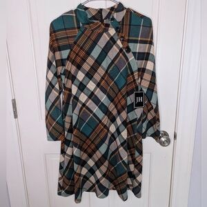 Chic Plaid Button Collar Dress